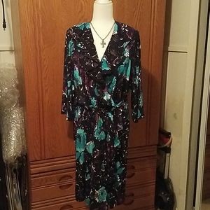 Lane Bryant 22/25 mock wrap dress tropical print